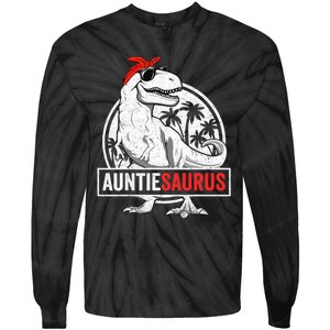 Auntiesaurus T Rex Dinosaur Auntie Saurus Family Matching Tie-Dye Long Sleeve Shirt