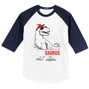 Auntiesaurus T Rex Dinosaur Auntie Saurus Family Matching Baseball Sleeve Shirt