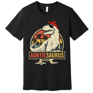 Auntiesaurus T Rex Dinosaur Auntie Saurus Family Matching Premium T-Shirt