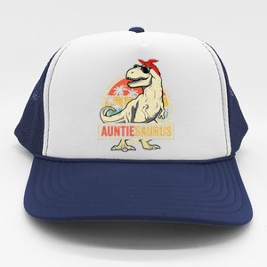 Auntiesaurus T Rex Dinosaur Auntie Saurus Family Matching Trucker Hat