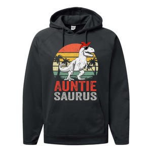 Auntiesaurus T Rex Dinosaur Auntie Saurus Family Matching Performance Fleece Hoodie