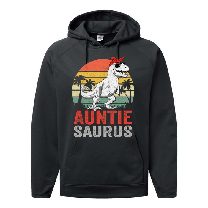 Auntiesaurus T Rex Dinosaur Auntie Saurus Family Matching Performance Fleece Hoodie