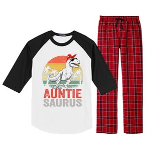 Auntiesaurus T Rex Dinosaur Auntie Saurus Family Matching Raglan Sleeve Pajama Set