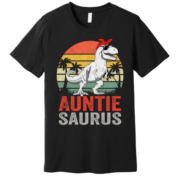 Auntiesaurus T Rex Dinosaur Auntie Saurus Family Matching Premium T-Shirt