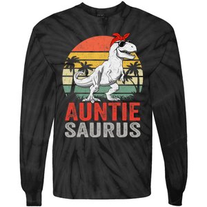 Auntiesaurus T Rex Dinosaur Auntie Saurus Family Matching Tie-Dye Long Sleeve Shirt