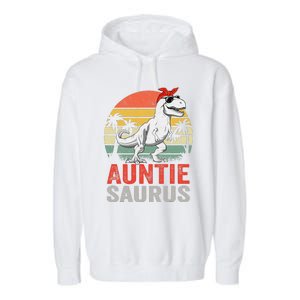 Auntiesaurus T Rex Dinosaur Auntie Saurus Family Matching Garment-Dyed Fleece Hoodie