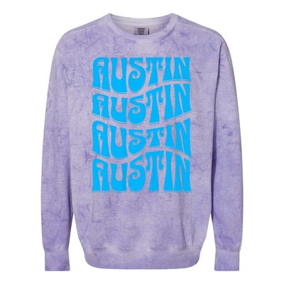 Austin Texas Retro 60s 70s Style Design Colorblast Crewneck Sweatshirt