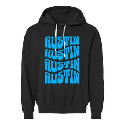 Austin Texas Retro 60s 70s Style Design Garment-Dyed Fleece Hoodie