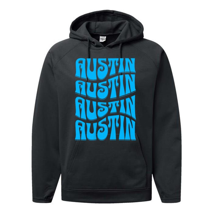 Austin Texas Retro 60s 70s Style Design Performance Fleece Hoodie