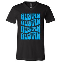 Austin Texas Retro 60s 70s Style Design V-Neck T-Shirt