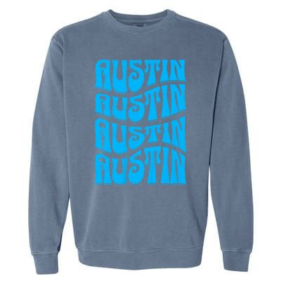 Austin Texas Retro 60s 70s Style Design Garment-Dyed Sweatshirt