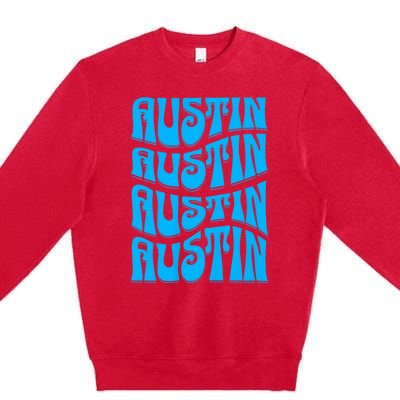 Austin Texas Retro 60s 70s Style Design Premium Crewneck Sweatshirt