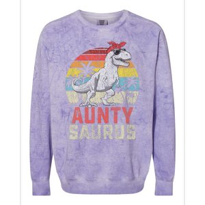 Auntysaurus T Rex Dinosaur Aunty Saurus MotherS Family Colorblast Crewneck Sweatshirt