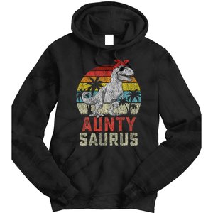 Auntysaurus T Rex Dinosaur Aunty Saurus MotherS Family Tie Dye Hoodie