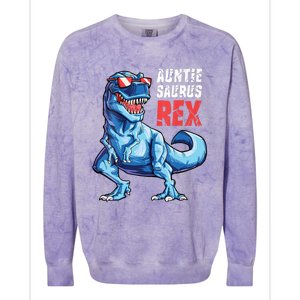 Auntiesaurus T Rex Dinosaur Auntie Saurus Family Matching Vneck Colorblast Crewneck Sweatshirt