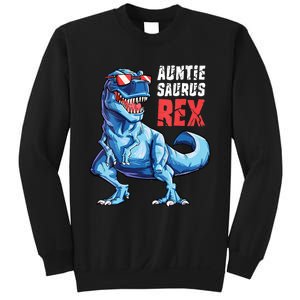 Auntiesaurus T Rex Dinosaur Auntie Saurus Family Matching Vneck Sweatshirt