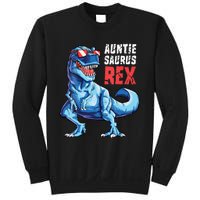 Auntiesaurus T Rex Dinosaur Auntie Saurus Family Matching Vneck Sweatshirt