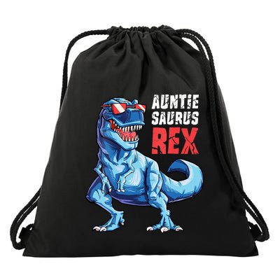 Auntiesaurus T Rex Dinosaur Auntie Saurus Family Matching Vneck Drawstring Bag