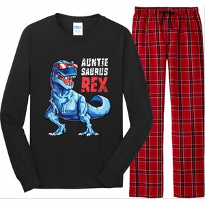 Auntiesaurus T Rex Dinosaur Auntie Saurus Family Matching Vneck Long Sleeve Pajama Set