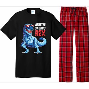 Auntiesaurus T Rex Dinosaur Auntie Saurus Family Matching Vneck Pajama Set