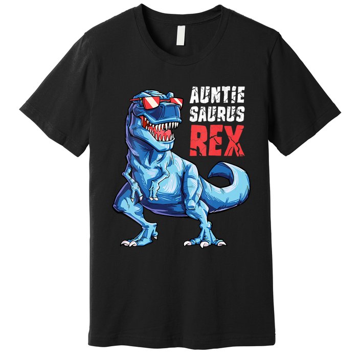 Auntiesaurus T Rex Dinosaur Auntie Saurus Family Matching Vneck Premium T-Shirt