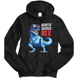 Auntiesaurus T Rex Dinosaur Auntie Saurus Family Matching Vneck Tie Dye Hoodie