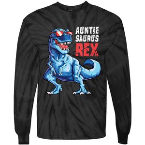 Auntiesaurus T Rex Dinosaur Auntie Saurus Family Matching Vneck Tie-Dye Long Sleeve Shirt