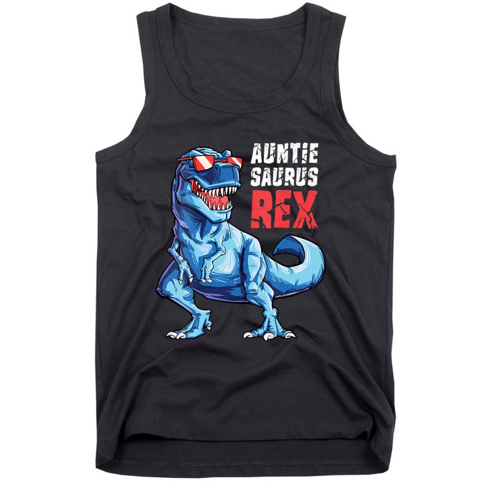 Auntiesaurus T Rex Dinosaur Auntie Saurus Family Matching Vneck Tank Top