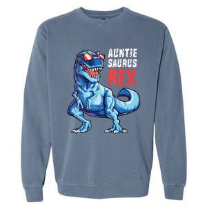 Auntiesaurus T Rex Dinosaur Auntie Saurus Family Matching Vneck Garment-Dyed Sweatshirt