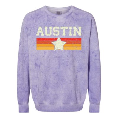 Austin Texas Retro Vintage Gift Colorblast Crewneck Sweatshirt