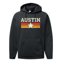 Austin Texas Retro Vintage Gift Performance Fleece Hoodie