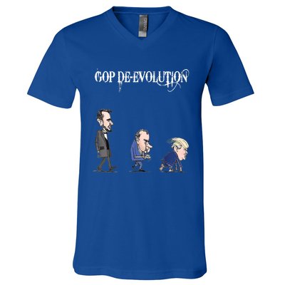 Anti Trump Republican Gop De Evolution Gift Gorilla Channel Gift V-Neck T-Shirt