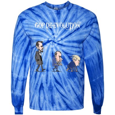 Anti Trump Republican Gop De Evolution Gift Gorilla Channel Gift Tie-Dye Long Sleeve Shirt