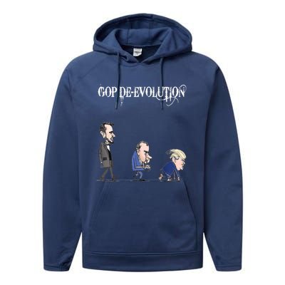 Anti Trump Republican Gop De Evolution Gift Gorilla Channel Gift Performance Fleece Hoodie