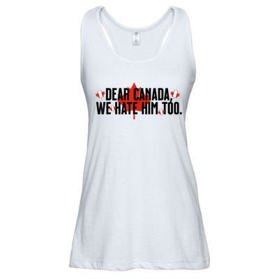 Anti Trump Retro Vintage Apparel Tees Dear Canada We Hate Him Too Anti Trump Political Protest Ladies Essential Flowy Tank