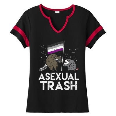 Asexual Trash Raccoon Opossum Asexual Flag Ace Pride Lgbtq Ladies Halftime Notch Neck Tee