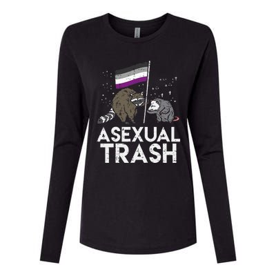 Asexual Trash Raccoon Opossum Asexual Flag Ace Pride Lgbtq Womens Cotton Relaxed Long Sleeve T-Shirt