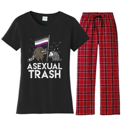 Asexual Trash Raccoon Opossum Asexual Flag Ace Pride Lgbtq Women's Flannel Pajama Set