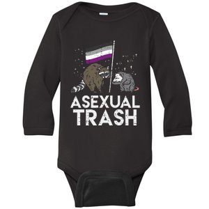 Asexual Trash Raccoon Opossum Asexual Flag Ace Pride Lgbtq Baby Long Sleeve Bodysuit