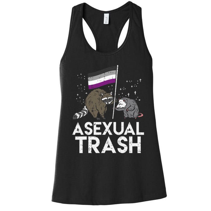 Asexual Trash Raccoon Opossum Asexual Flag Ace Pride Lgbtq Women's Racerback Tank