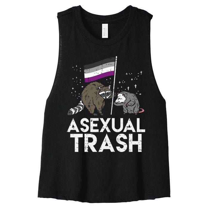 Asexual Trash Raccoon Opossum Asexual Flag Ace Pride Lgbtq Women's Racerback Cropped Tank