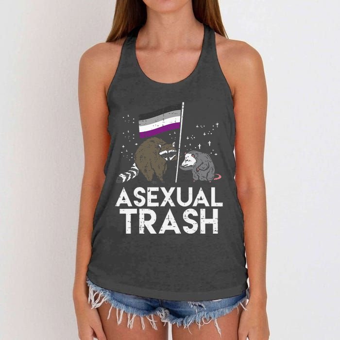 Asexual Trash Raccoon Opossum Asexual Flag Ace Pride Lgbtq Women's Knotted Racerback Tank