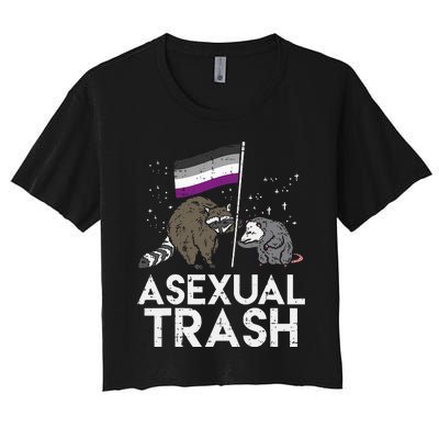 Asexual Trash Raccoon Opossum Asexual Flag Ace Pride Lgbtq Women's Crop Top Tee