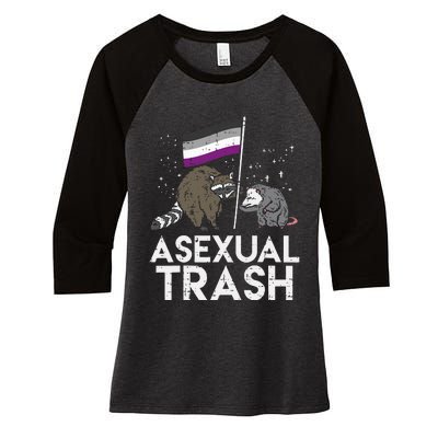 Asexual Trash Raccoon Opossum Asexual Flag Ace Pride Lgbtq Women's Tri-Blend 3/4-Sleeve Raglan Shirt