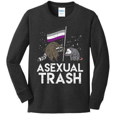 Asexual Trash Raccoon Opossum Asexual Flag Ace Pride Lgbtq Kids Long Sleeve Shirt