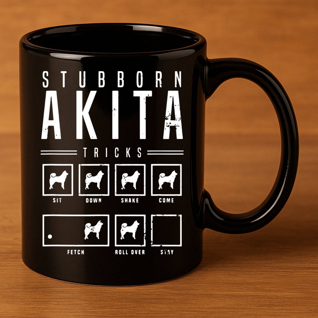 Akita T Stubborn Akita Tricks Gift 11oz C Handle Ceramic Mug