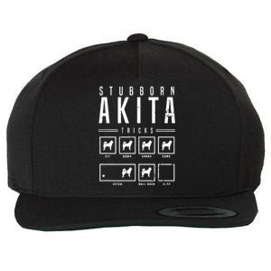 Akita T Stubborn Akita Tricks Gift Wool Snapback Cap