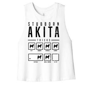 Akita T Stubborn Akita Tricks Gift Women's Racerback Cropped Tank