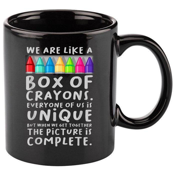 Ack To School Teacher We Are Like A Box Of Crayons 11oz C Handle Ceramic Mug