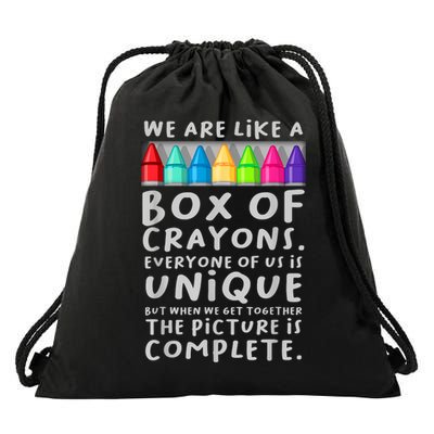 Ack To School Teacher We Are Like A Box Of Crayons Drawstring Bag